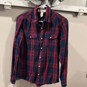 H&M Red and Blue Button Down Shirt